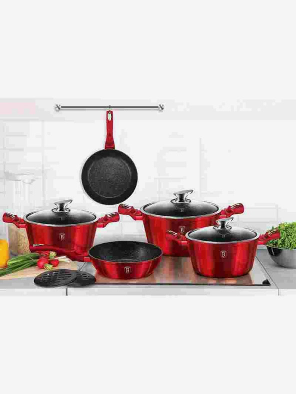 Berlingerhaus Palacsintasütő serpenyő fedővel, márvány felülettel 16 cm Burgundy Metallic Line BERLINGERHAUS