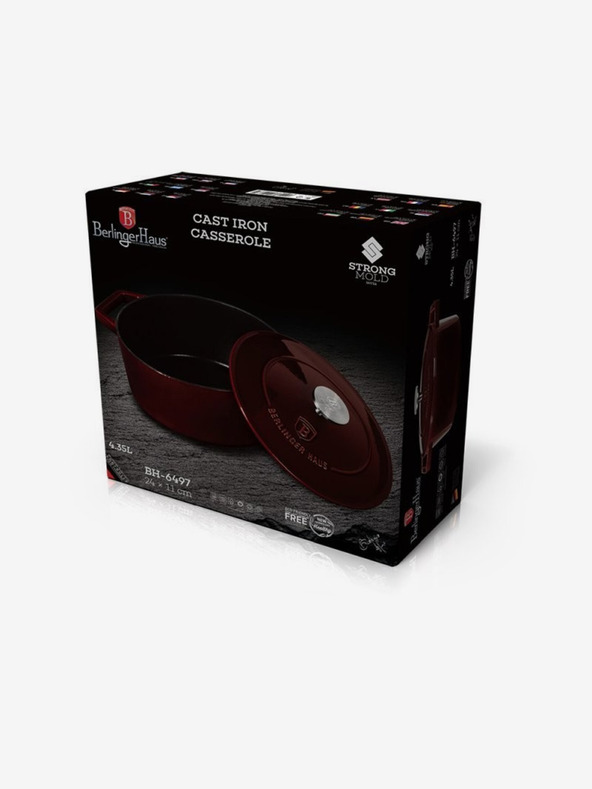 Berlingerhaus Öntöttvas sütőtál fedővel 24 cm Burgundy Line BERLINGERHAUS