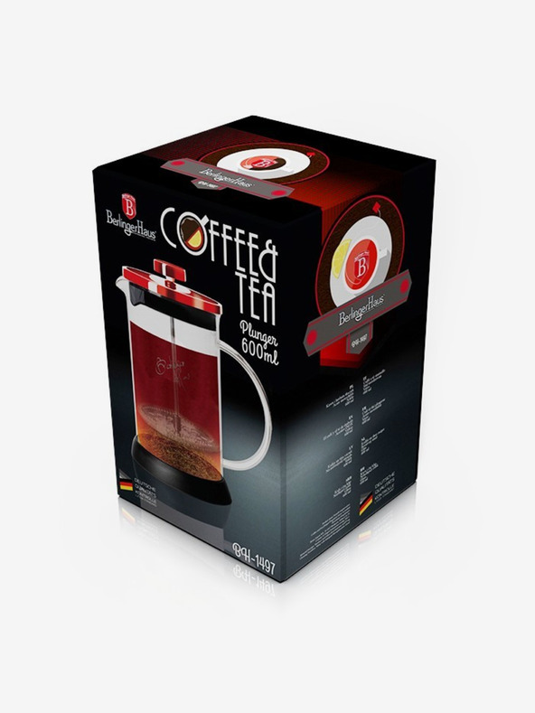 Berlingerhaus Tea és kávéskanna French Press 600 ml Burgundia Metallic Line BERLINGERHAUS