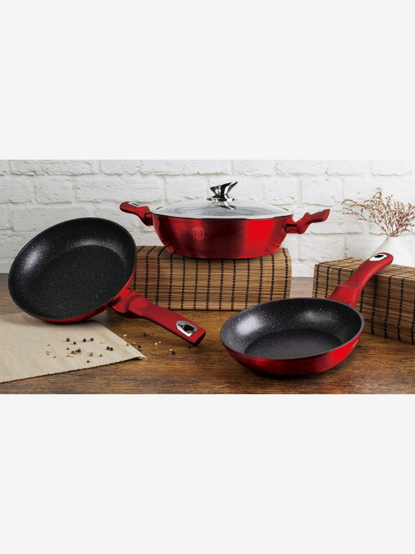 Berlingerhaus Kerek sütőtál márvány felülettel és fedővel 24 cm BERLINGERHAUS Burgundy Metallic Line