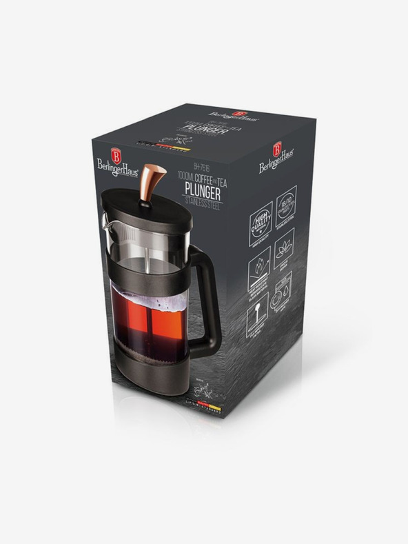 Berlingerhaus Teáskanna és kávéskanna French Press 1000 ml Black Rose Collection BERLINGERHAUS
