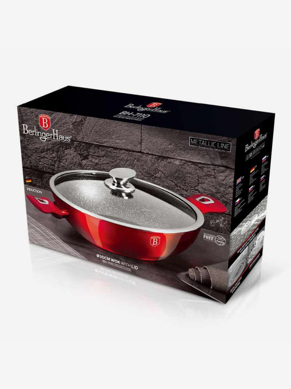 Berlingerhaus Wok serpenyő fedővel 30 cm Burgundy Edition BERLINGERHAUS