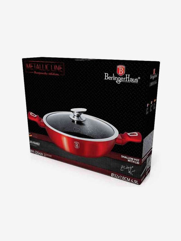 Berlingerhaus Kerek sütőtál márványfelülettel és fedővel 32 cm BERLINGERHAUS Burgundy Metallic Line