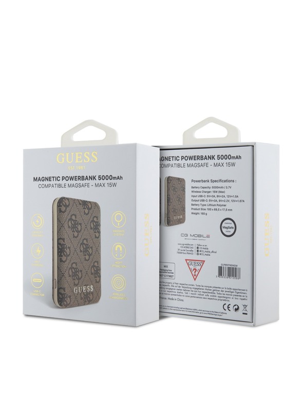 Guess Guess PU 4G MagSafe Powerbank 5000mAh barna