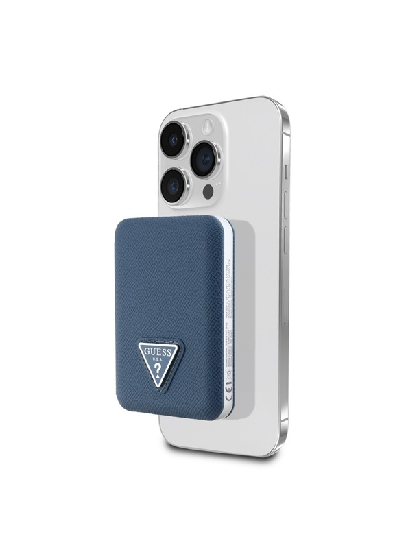 Guess Guess PU szemcsés háromszög logós MagSafe Powerbank 5000mAh Kék