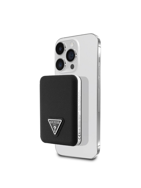 Guess Guess PU szemcsés háromszög logós MagSafe Powerbank 5000mAh Fekete