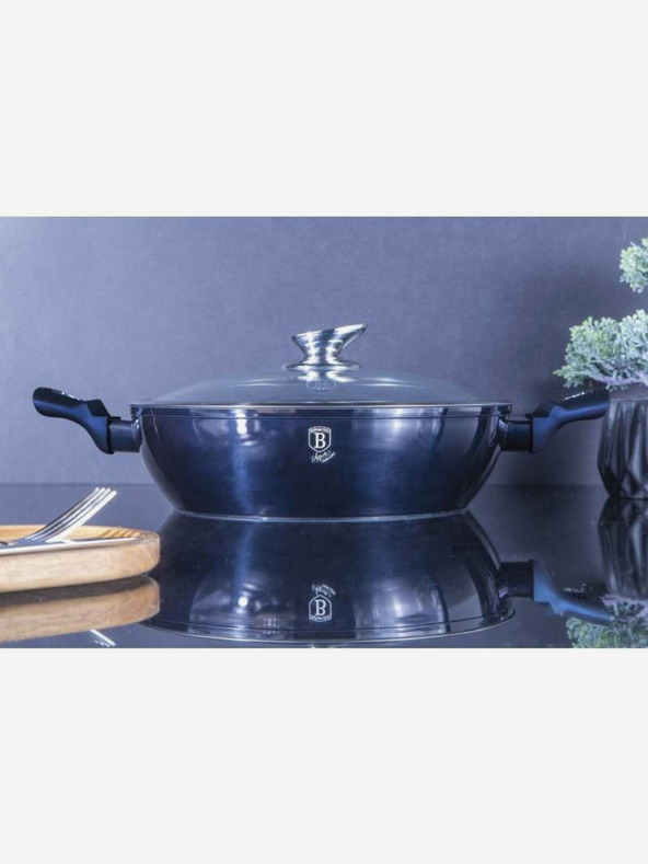 Berlingerhaus Kerek sütőtál márvány felülettel és fedővel 28 cm BERLINGERHAUS Metallic Line Aquamarine Edition