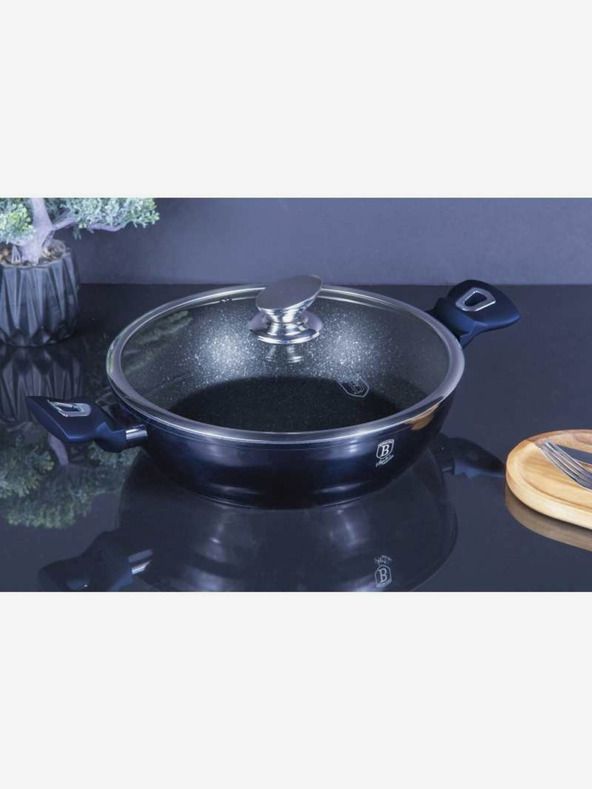 Berlingerhaus Kerek sütőtál márvány felülettel és fedővel 28 cm BERLINGERHAUS Metallic Line Aquamarine Edition