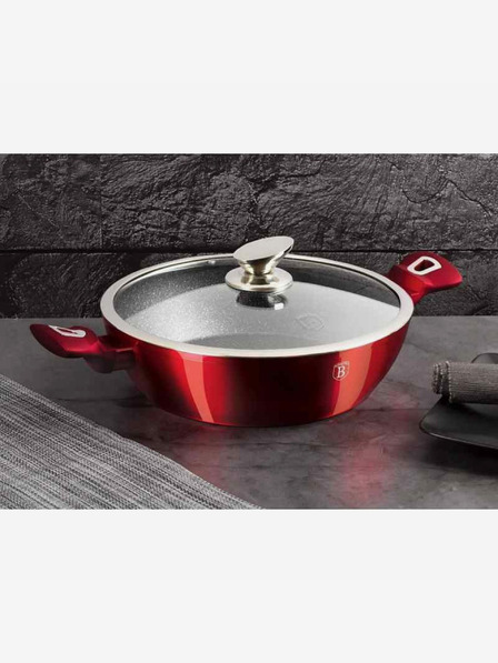 Berlingerhaus Kerek sütőtál márvány felülettel és fedővel 28 cm BERLINGERHAUS Burgundy Metallic Line