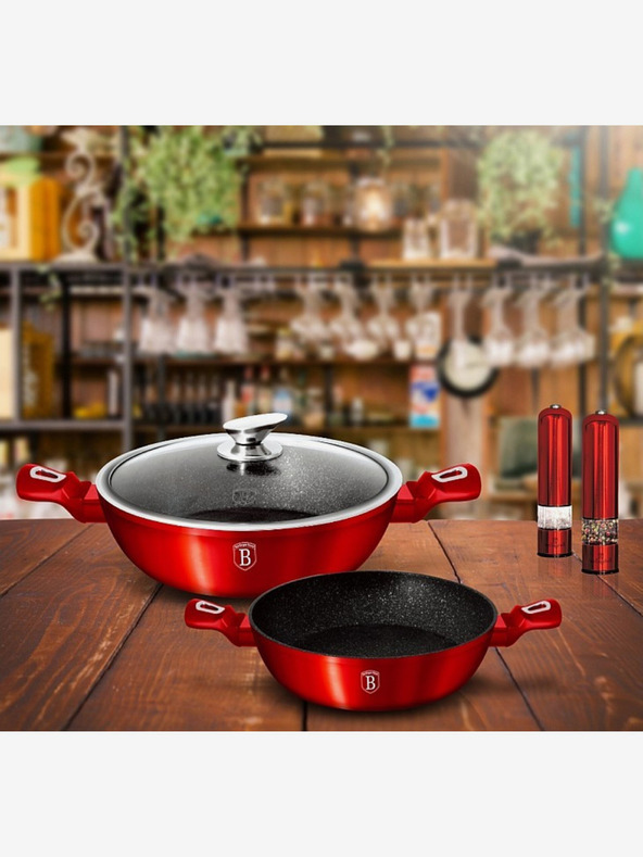 Berlingerhaus Kerek sütőtál márvány felülettel és fedővel 28 cm BERLINGERHAUS Burgundy Metallic Line