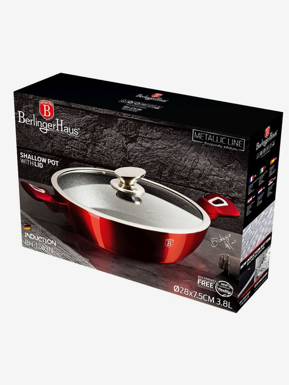 Berlingerhaus Kerek sütőtál márvány felülettel és fedővel 28 cm BERLINGERHAUS Burgundy Metallic Line