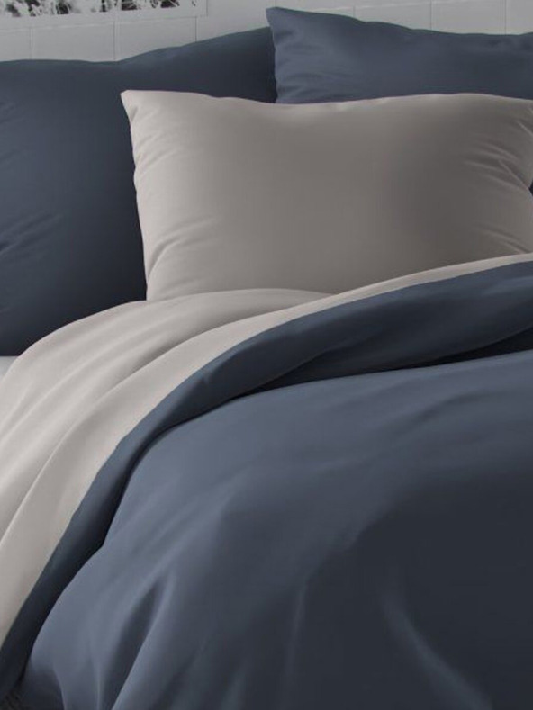 Kvalitex Szatén francia ágynemű LUXURY COLLECTION 1+2, 200x200, 70x90cm sötétszürke/világosszürke