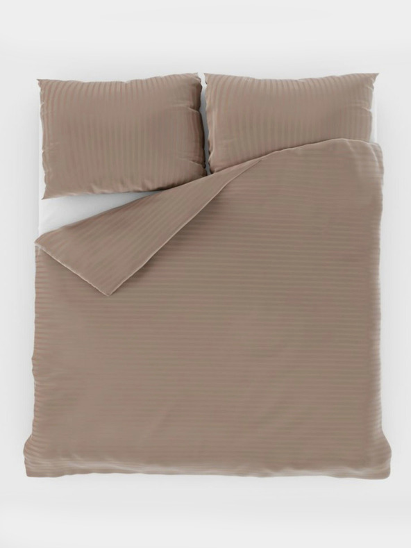 Kvalitex Francia szatén csíkos ágynemű 1+2, 200x200, 70x90cm bézs Kvalitex