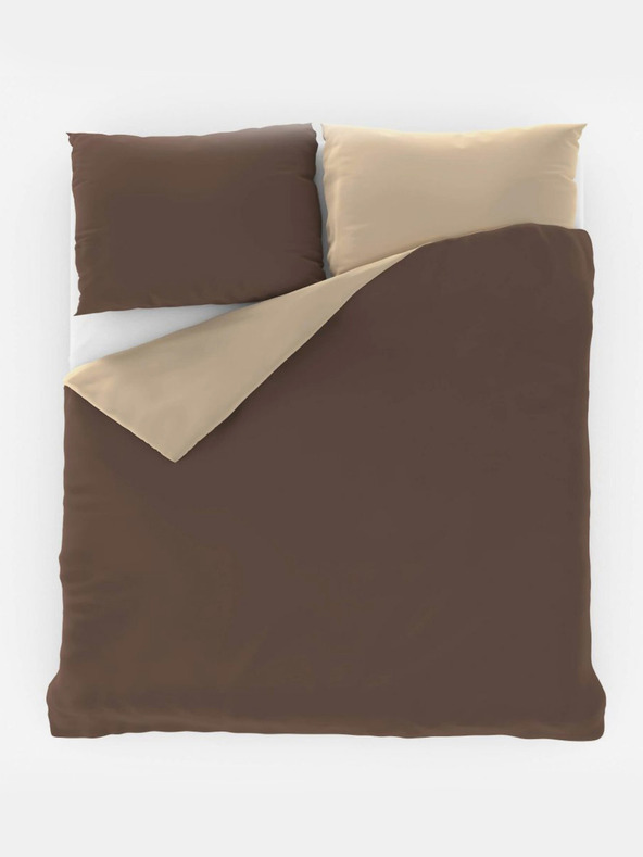 Kvalitex Szatén francia ágynemű LUXURY COLLECTION 1+2, 220x200, 70x90cm sötétbarna / bézs