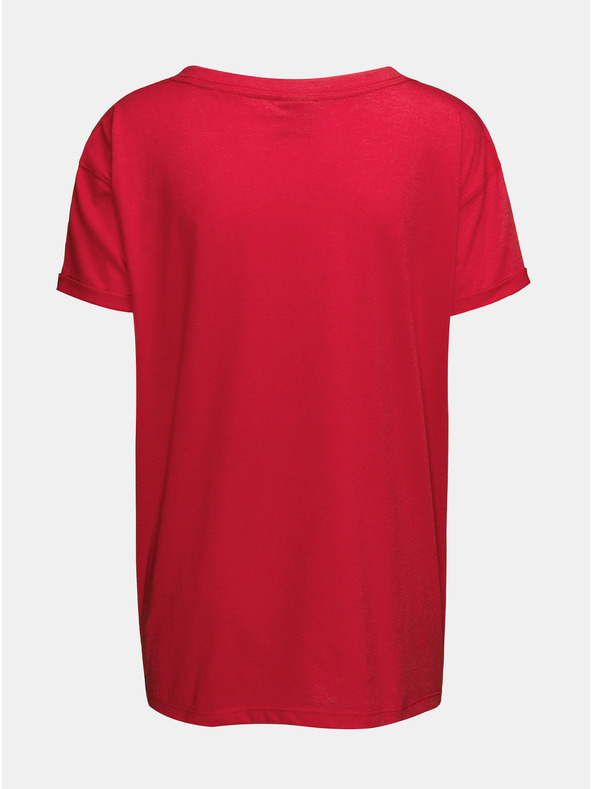 Sam 73 Piros női laza póló SAM 73 nyomtatással