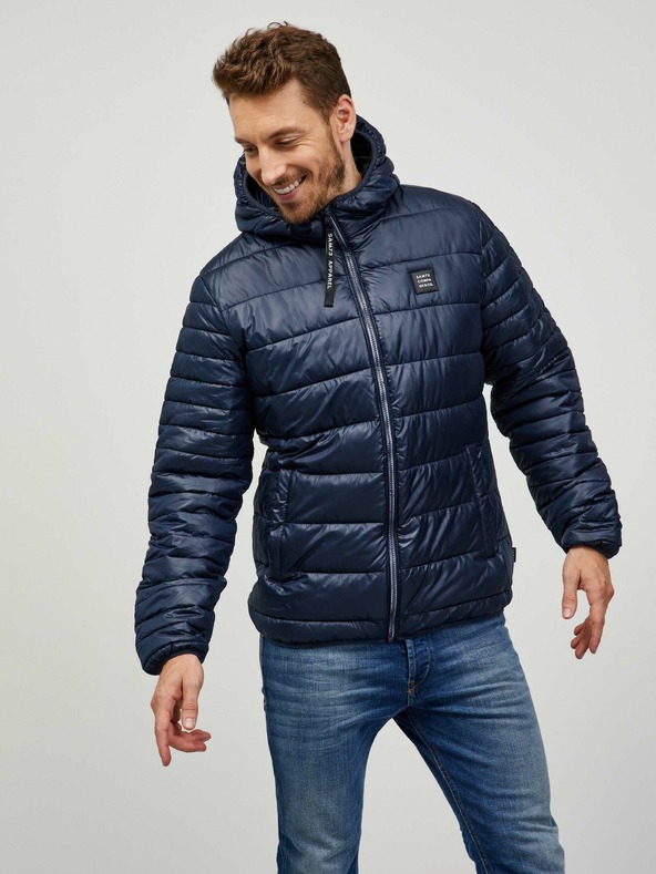 Sam 73 Sötétkék férfi téli steppelt kabát Sam 73