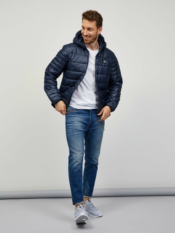 Sam 73 Sötétkék férfi téli steppelt kabát Sam 73