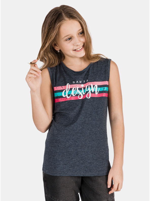 Sam 73 Sötétkék lányoknak nyomtatott póló SAM 73