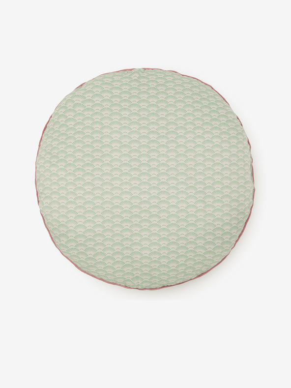 HIP Átmérő 55 cm - Rózsaszín és zöld kétoldalas párna HIP Romini motívummal