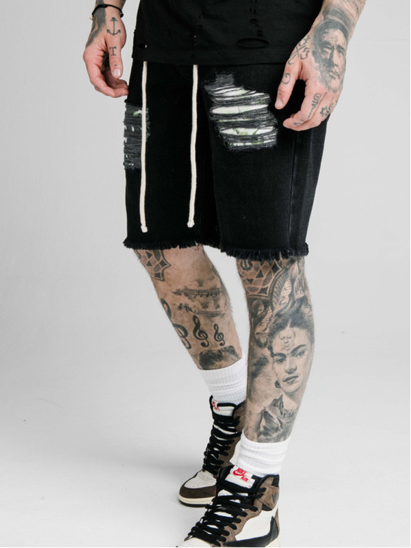 Siksilk Fekete SikSilk férfi farmer rövidnadrág