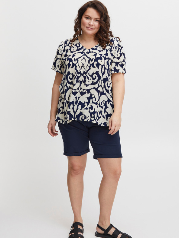 Fransa Kék és krémszínű női mintás blúz Fransa