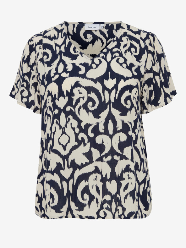 Fransa Kék és krémszínű női mintás blúz Fransa