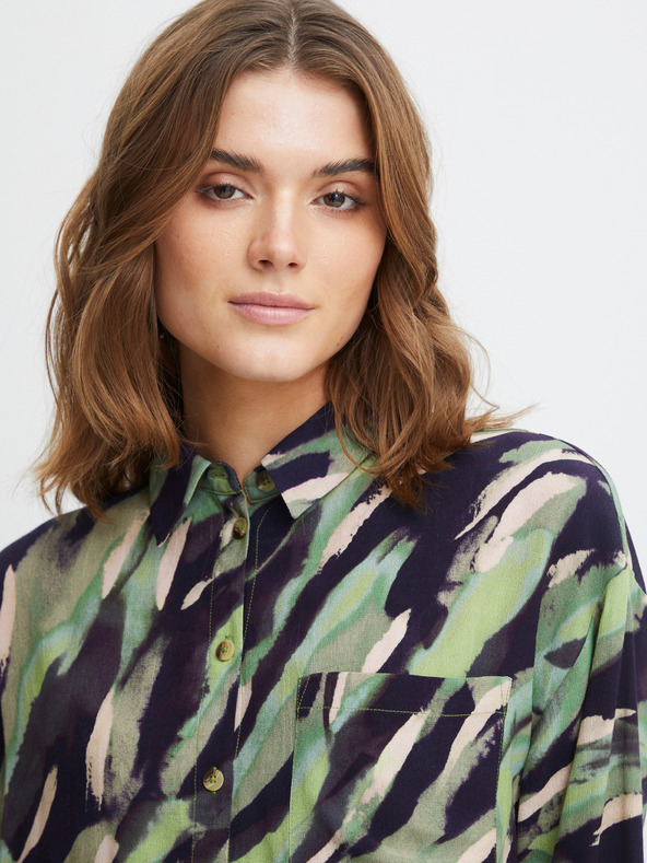 Fransa Fekete és zöld női mintás ing Fransa