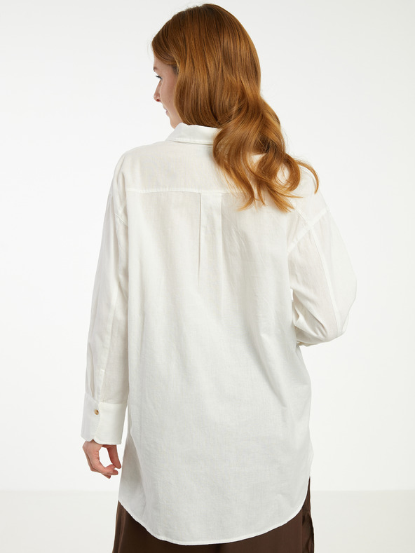 Fransa Krémszínű női hosszú ing lenvászon keverék Fransa