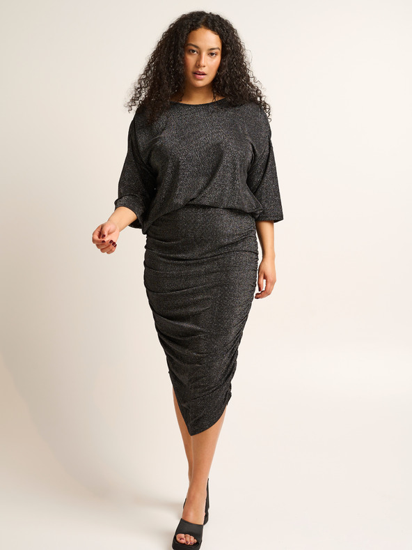 Fransa Fransa fekete női metálos hüvelyszoknya