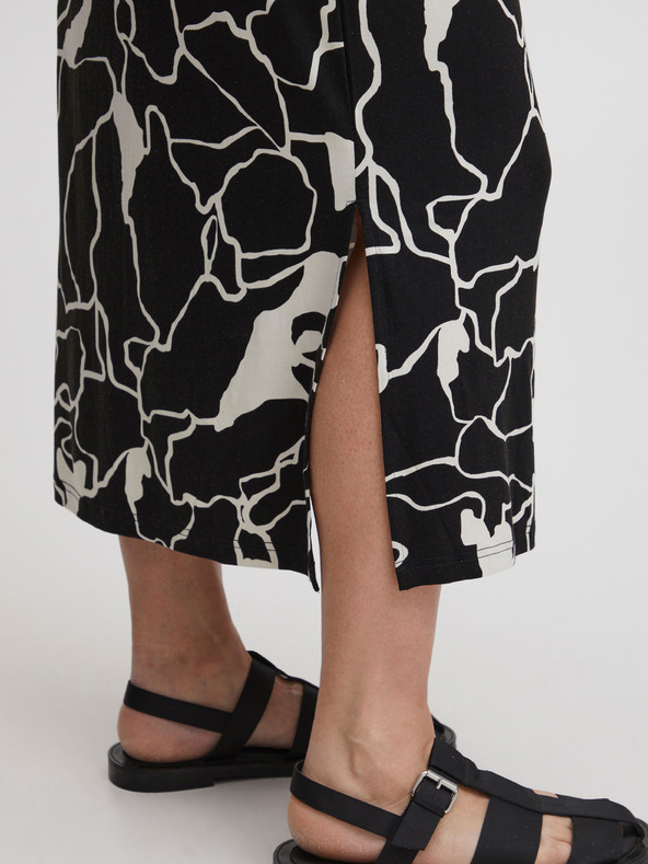 Fransa Fehér és fekete Női mintás midi szoknya Fransa