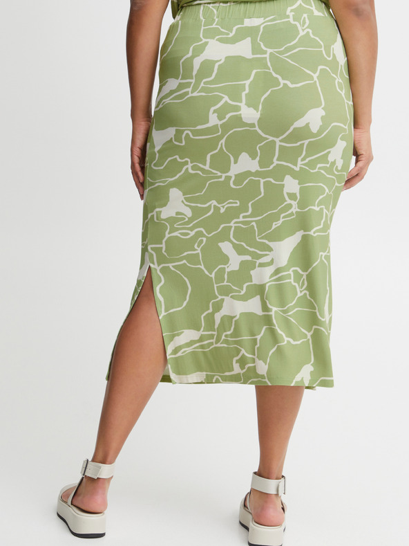 Fransa Fehér és zöld női mintás midiszoknya Fransa