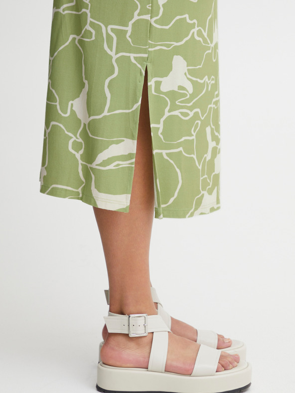 Fransa Fehér és zöld női mintás midiszoknya Fransa