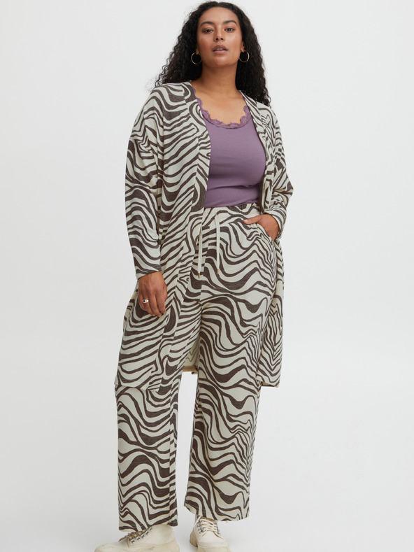 Fransa Női barna-fehér mintás kardigán Fransa