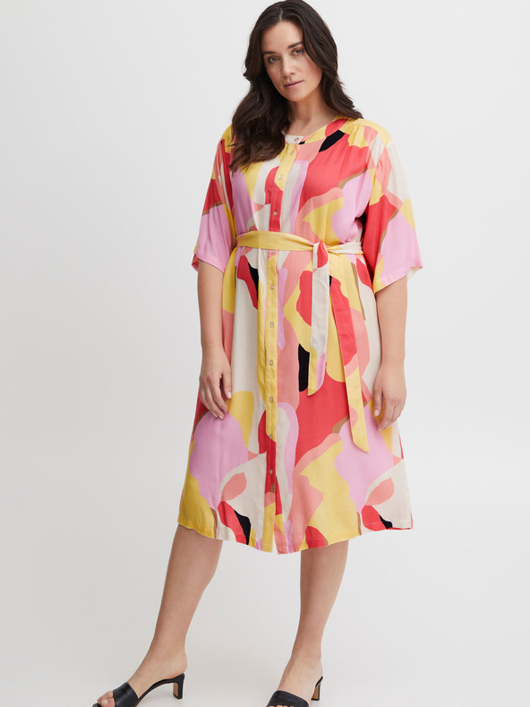 Fransa Fehér és rózsaszín női mintás pólóruha Fransa