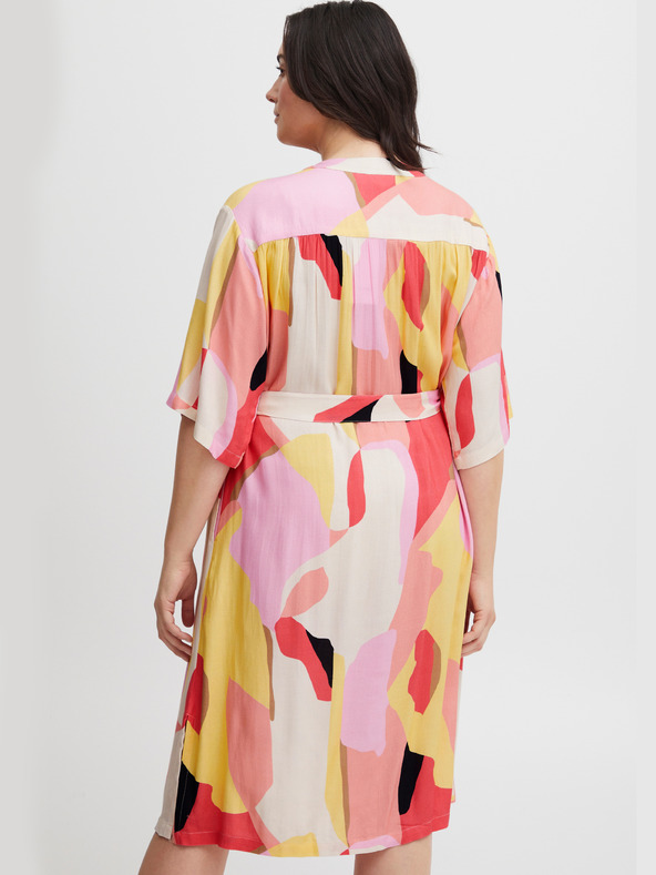 Fransa Fehér és rózsaszín női mintás pólóruha Fransa