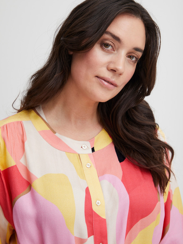 Fransa Fehér és rózsaszín női mintás pólóruha Fransa