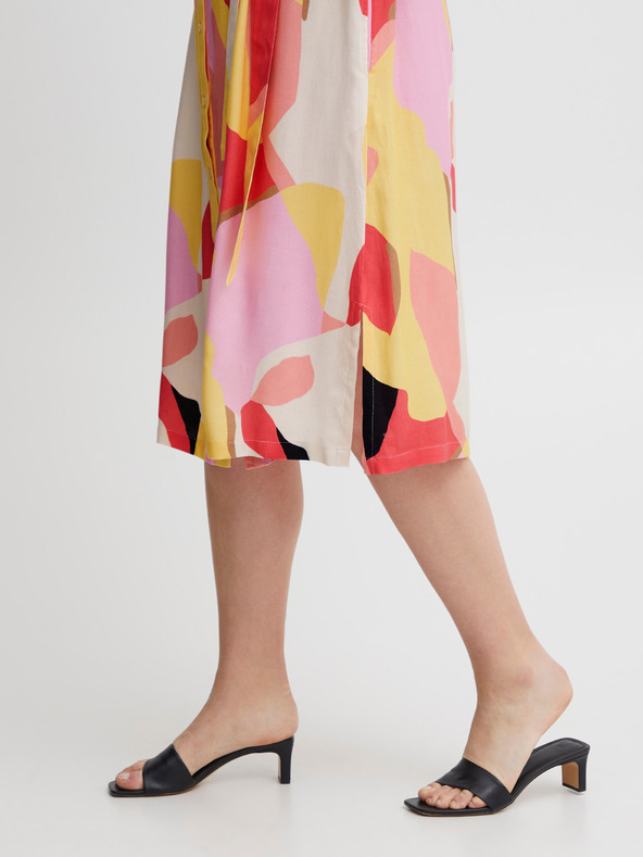 Fransa Fehér és rózsaszín női mintás pólóruha Fransa