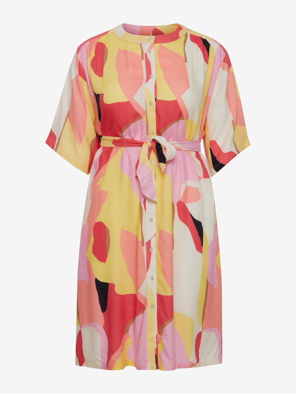 Fransa Fehér és rózsaszín női mintás pólóruha Fransa