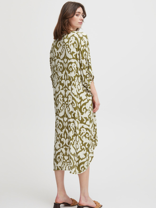 Fransa Fehér és khaki színű női mintás pólóruha Fransa