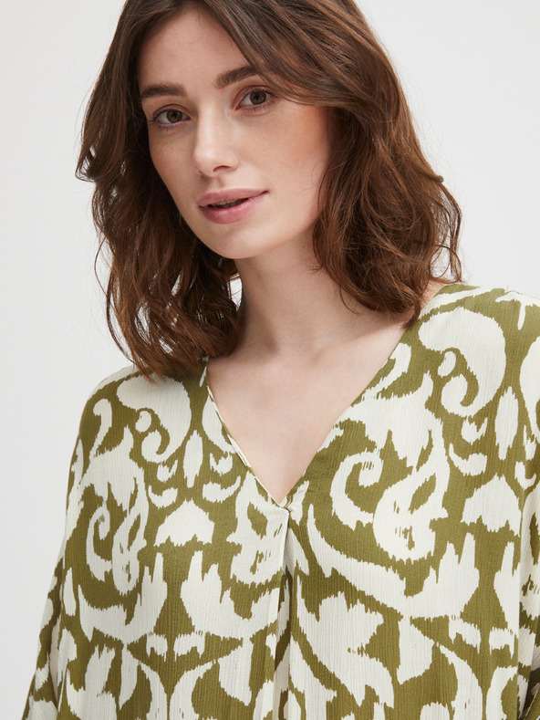 Fransa Fehér és khaki színű női mintás pólóruha Fransa