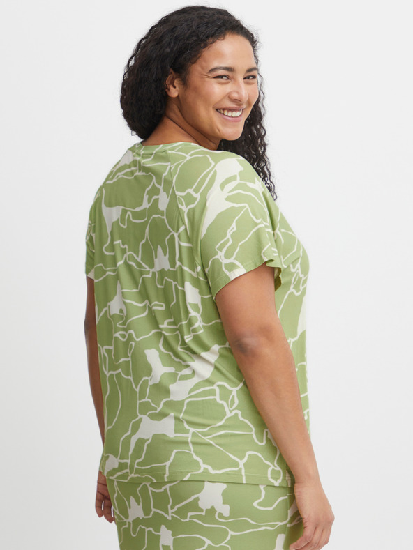 Fransa Fehér és zöld női mintás póló Fransa