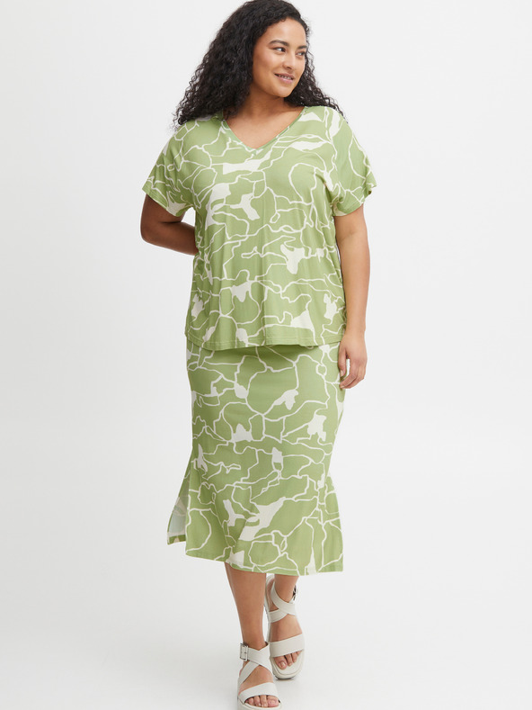 Fransa Fehér és zöld női mintás póló Fransa