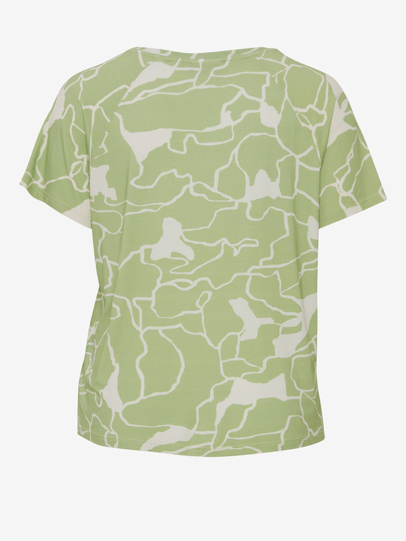 Fransa Fehér és zöld női mintás póló Fransa